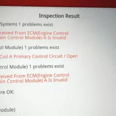 Wynik inspekcji u0401 Ford: błąd ABS, PCM i TCM. Moduł audio działa poprawnie.