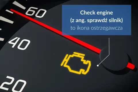 Kontrolka "Check engine" (np. DTC P1693 Volkswagen) świeci się na desce rozdzielczej, sygnalizując problem z silnikiem.